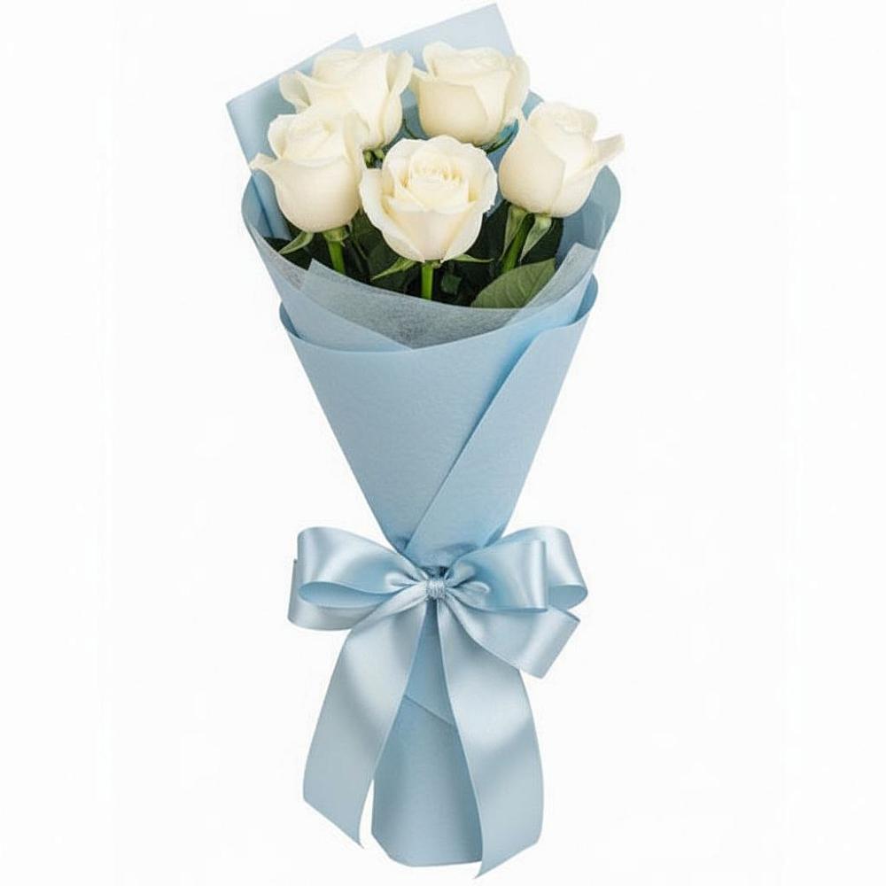 Букет 5 Белых роз Проуд в Кантемировке