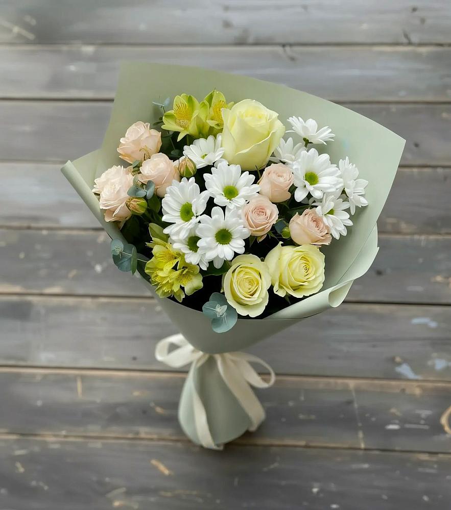 Букет цветов из: Альстромерии, Розы и Хризантемы в Кантемировке