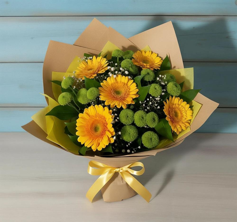 Букет цветов из: Герберы и Хризантемы в Кантемировке