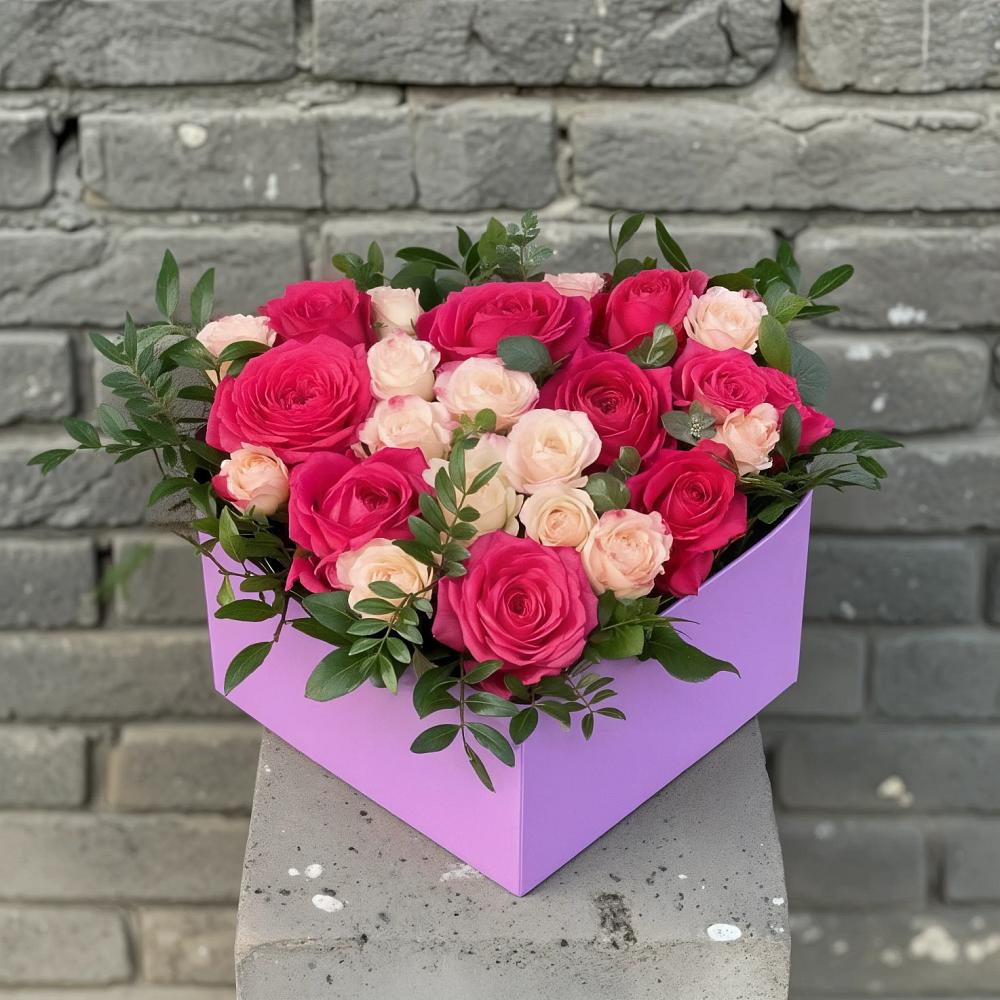 Цветочная композиция из Розы в коробке в Кантемировке