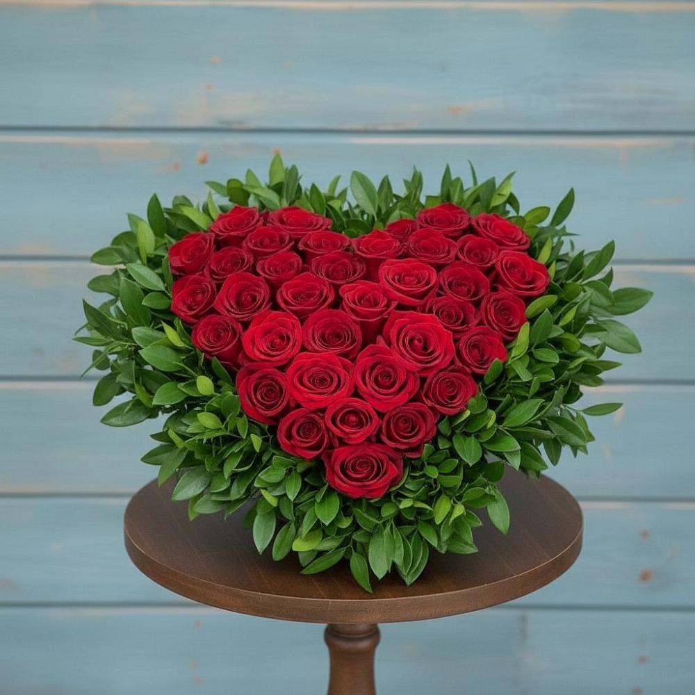 Цветочная композиция из Розы в виде сердца в Кантемировке