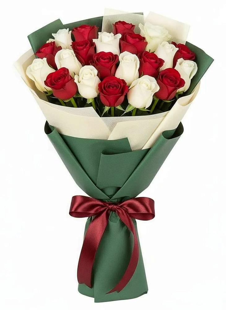 Букет Микс из красных и белых роз в Кантемировке