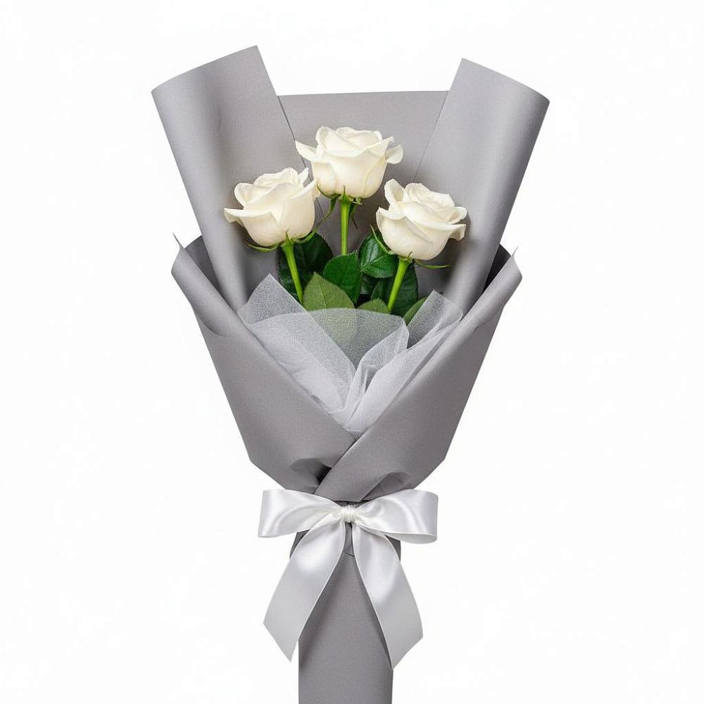 Букет 3 белые розы в Кантемировке