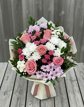 Букет цветов из:  Альстромерии, Гвоздики, Розы и Хризантемы в Кантемировке