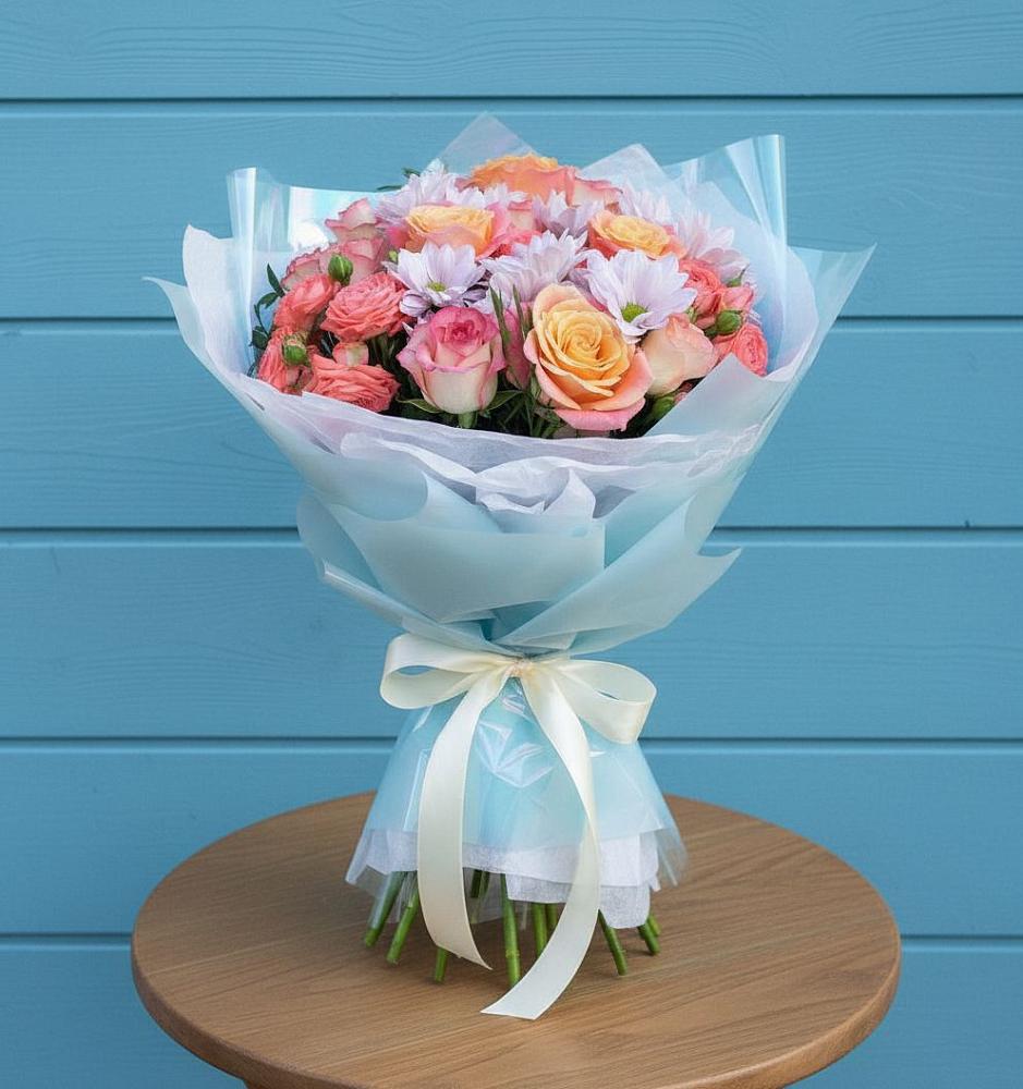 Букет цветов из: Хризантемы и Розы в Кантемировке