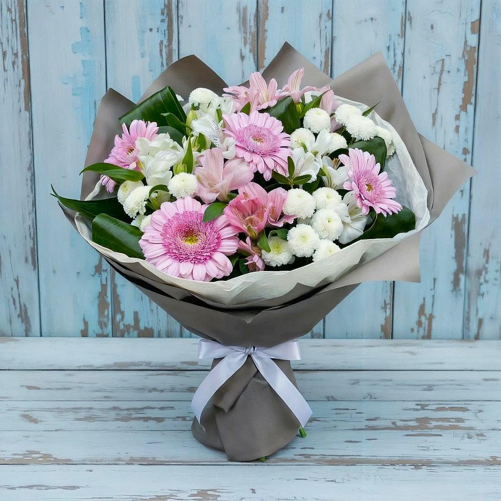 Букет цветов из: Герберы, Альстромерии и Хризантемы в Кантемировке