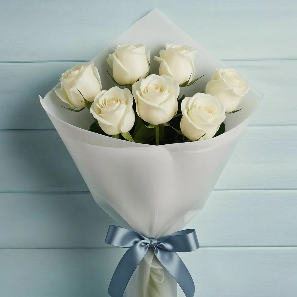 Букет 7 Белых роз Эдлесс Лав в Кантемировке
